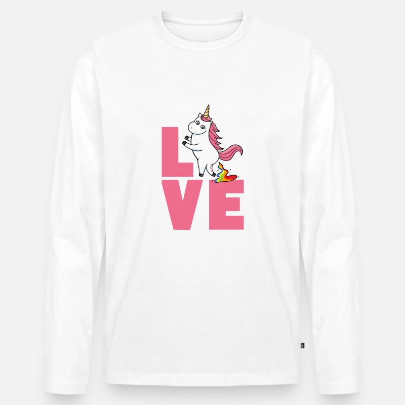 Love Einhorn - Männer Premium Bio Langarmshirt - Weiß