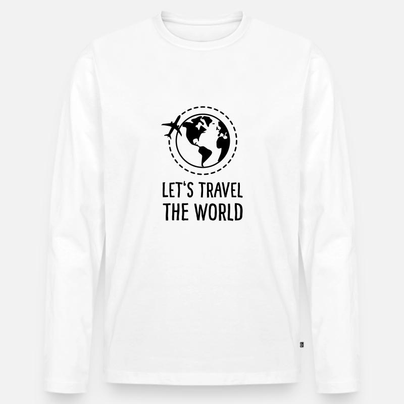 Let's Travel the World - Männer Premium Bio Langarmshirt - Weiß