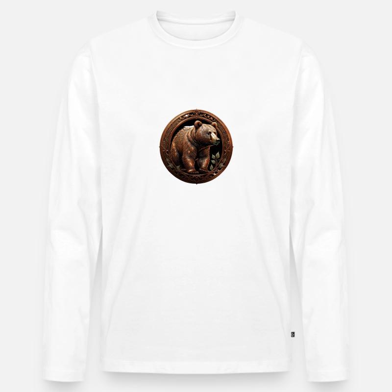 The Bronze Bear - Männer Premium Bio Langarmshirt - Weiß