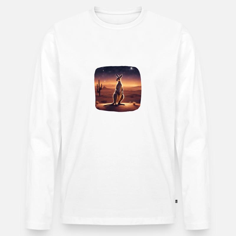 Känguru in der Wüste - Männer Premium Bio Langarmshirt - Weiß