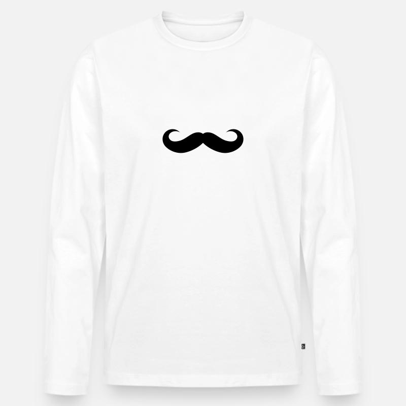 Breiter Schnurrbart - Männer Premium Bio Langarmshirt - Weiß