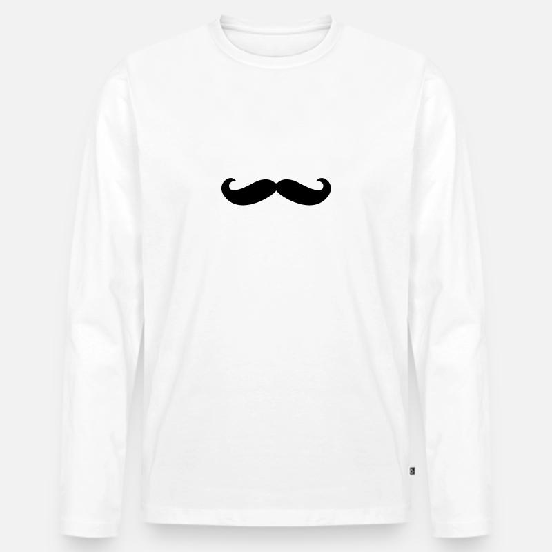 Schnurrbart - Männer Premium Bio Langarmshirt - Weiß