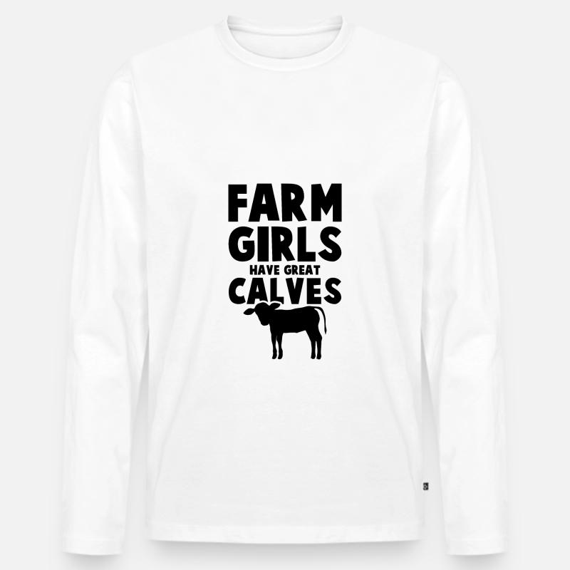 farmer mädchen kälber - Männer Premium Bio Langarmshirt - Weiß