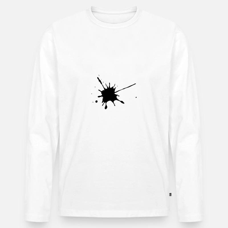 Splash - Fleck Farbklecks - Männer Premium Bio Langarmshirt - Weiß