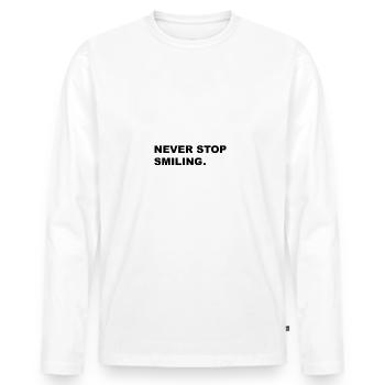 Never stop smiling 2 - Männer Premium Bio Langarmshirt - Weiß - Vorne - Nico (187cm)