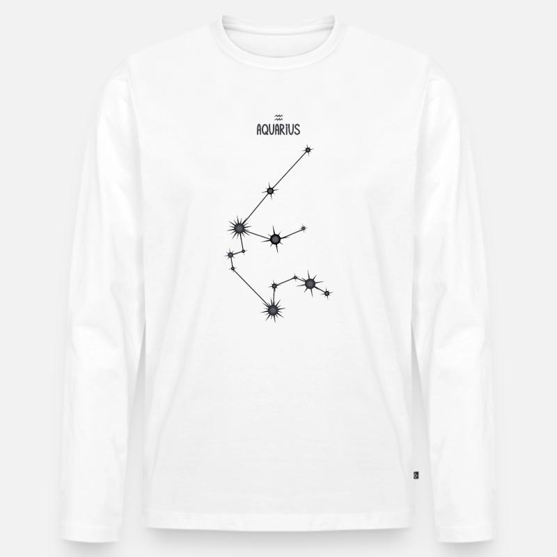 Wassermann Sternzeichen Sternbild Schwarz & Grau - Männer Premium Bio Langarmshirt - Weiß