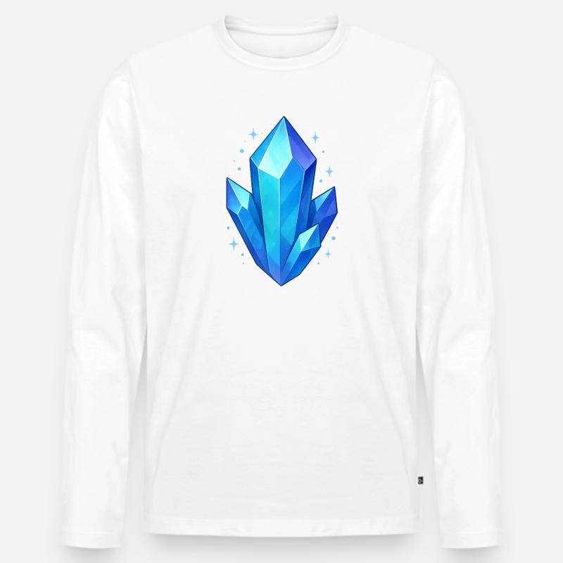 Blaues Kristallcluster - Männer Premium Bio Langarmshirt - Weiß