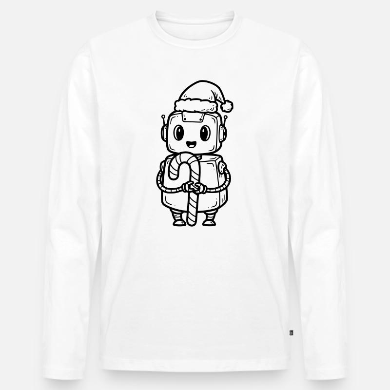 Süßer Weihnachtsjunge mit Geschenk - Männer Premium Bio Langarmshirt - Weiß