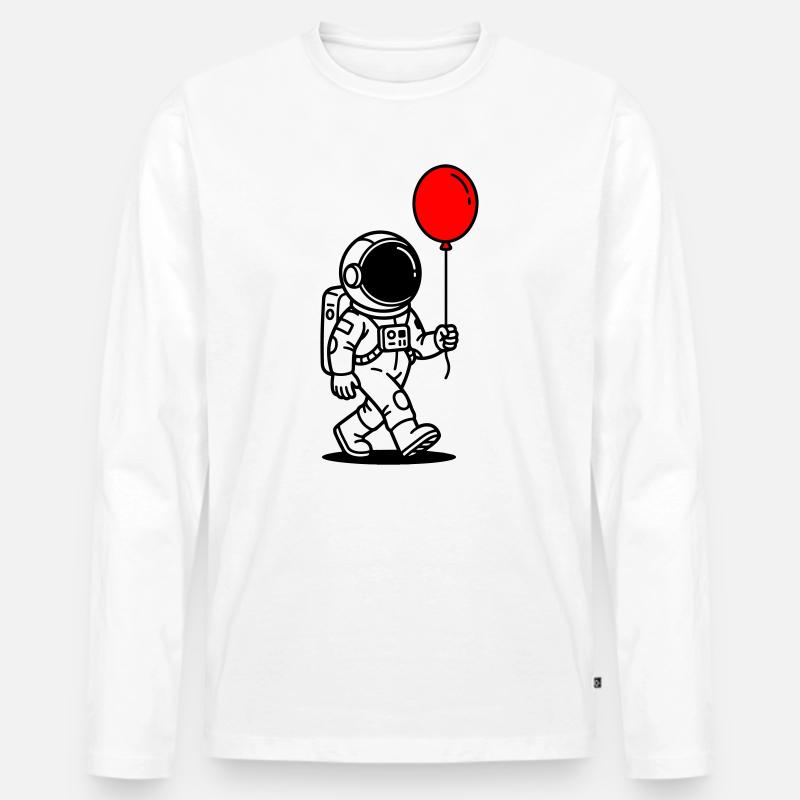Astronaut mit Ballon - Männer Premium Bio Langarmshirt - Weiß