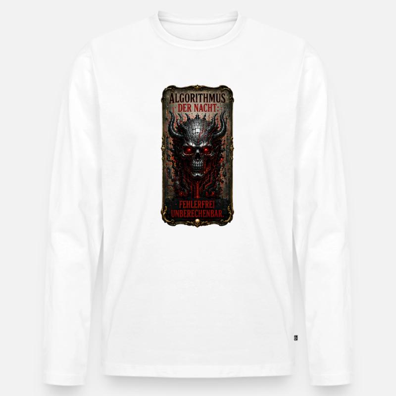 Algorithmus der Nacht: Fehlerfrei unberechenbar - Männer Premium Bio Langarmshirt - Weiß