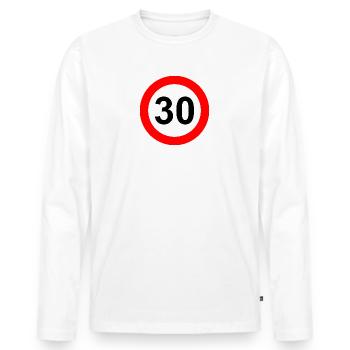 Panneau routier limite de vitesse 30 - T-shirt manches longues Premium bio Homme - blanc - Devant - Nico (187cm)