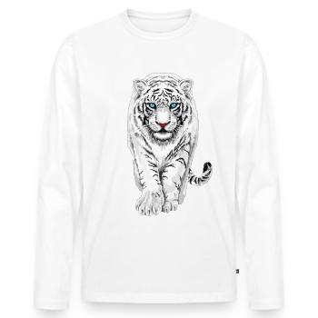 Tigre blanc - T-shirt manches longues Premium bio Homme - blanc - Devant - Nico (187cm)