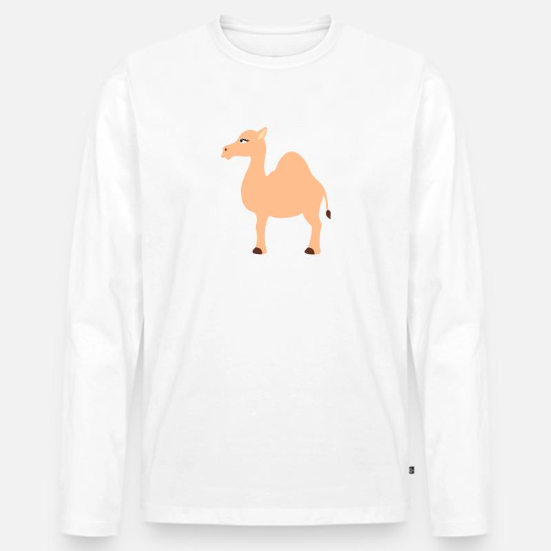 Kamel - Männer Premium Bio Langarmshirt - Weiß