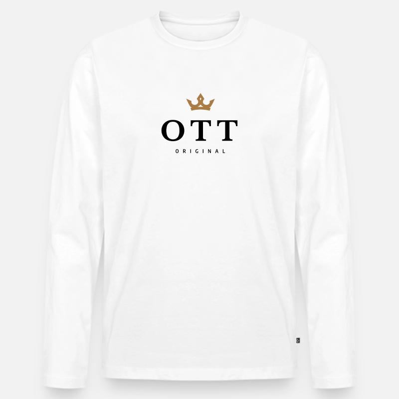 Ott - Männer Premium Bio Langarmshirt - Weiß