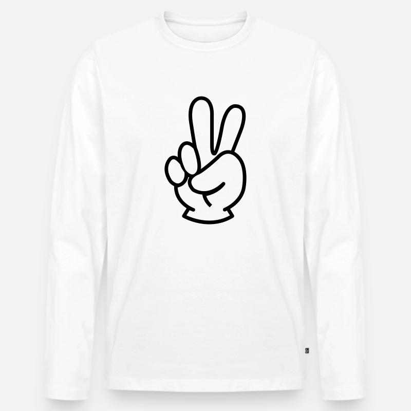 peace hand - Männer Premium Bio Langarmshirt - Weiß