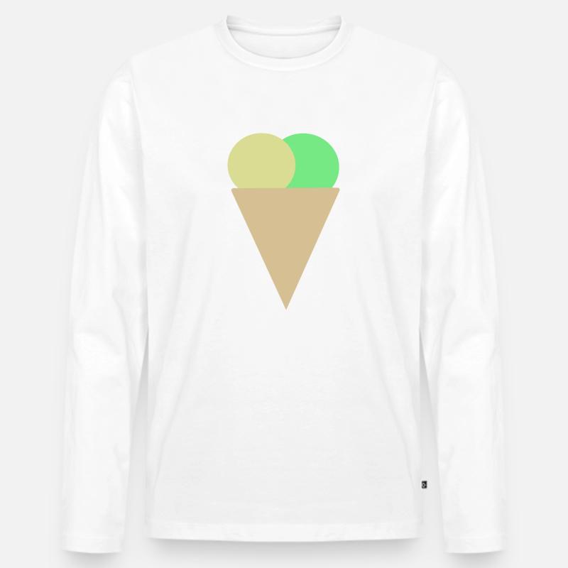 Eis in der Waffel - Männer Premium Bio Langarmshirt - Weiß