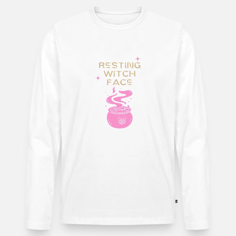 Resting Witch Face Hexenpot - Männer Premium Bio Langarmshirt - Weiß