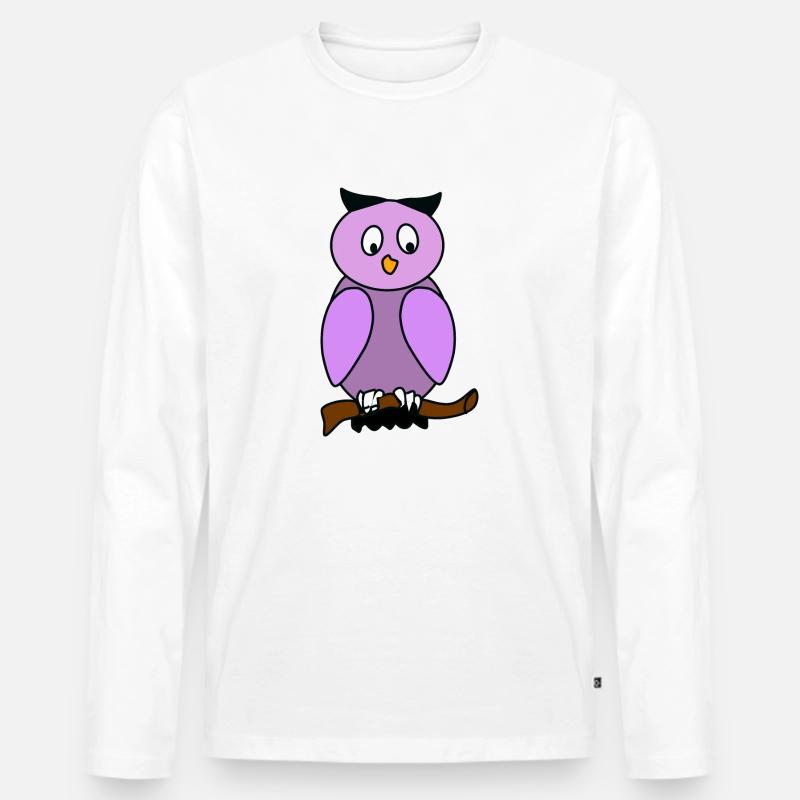 Ich mag Eulen - Männer Premium Bio Langarmshirt - Weiß