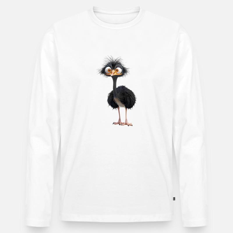 Ein lustiger Vogel Strauß - Männer Premium Bio Langarmshirt - Weiß