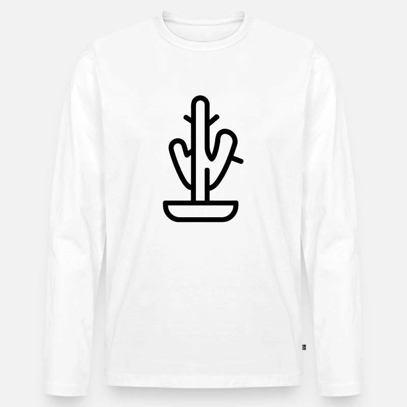 Kaktus - Männer Premium Bio Langarmshirt - Weiß