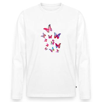 Papillon, butterfly, essaim, voler - T-shirt manches longues Premium bio Homme - blanc - Devant - Nico (187cm)