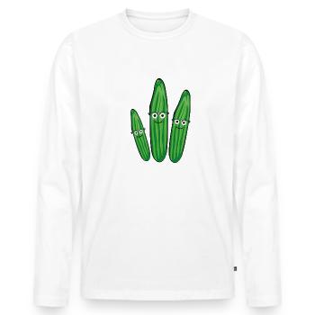 Famille du concombre,Concombre,Concombre,Concombre,Nerd - T-shirt manches longues Premium bio Homme - blanc - Devant - Nico (187cm)