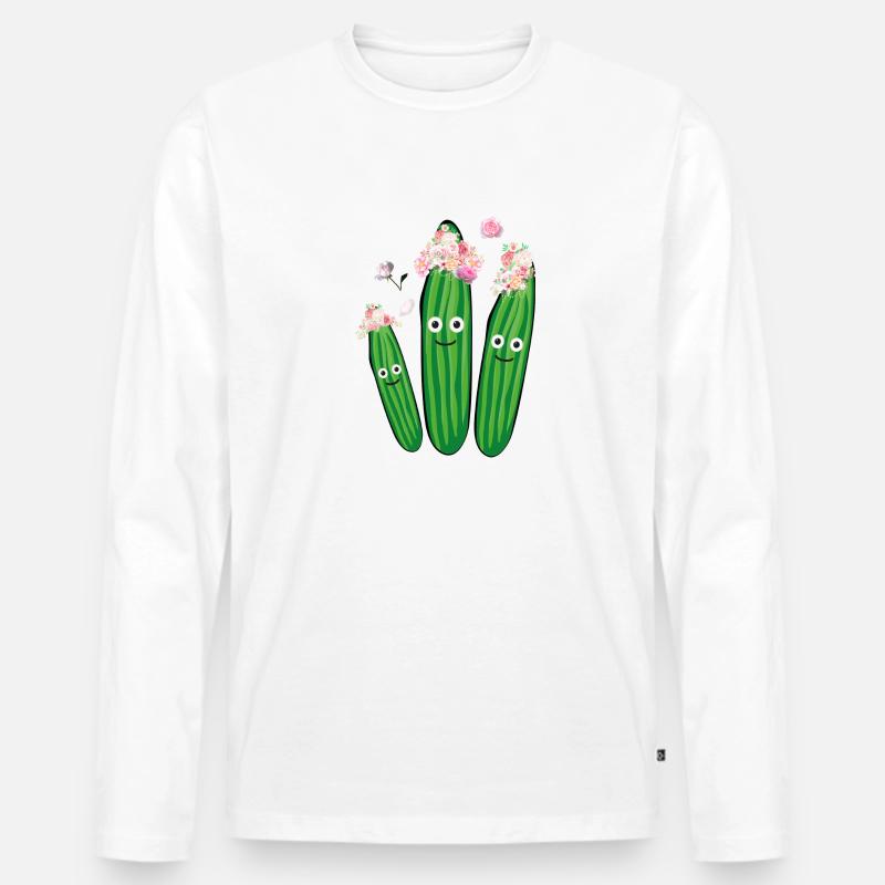 gurken,gurke,hippie,blumenkranz, Blumen - Männer Premium Bio Langarmshirt - Weiß
