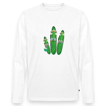 gurken trio,gurken,gurke,regenbogen,sonnenbrille - Männer Premium Bio Langarmshirt - Weiß - Vorne - Nico (187cm)