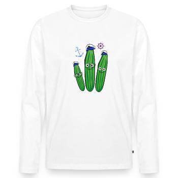 Sailors, Captain, Anchor, Rudder, Cucumber, Cucumber - Men's Premium Organic Long Sleeve Shirt - white - Front - Nico (187cm)