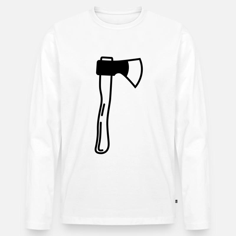 Axt Symbol - Männer Premium Bio Langarmshirt - Weiß