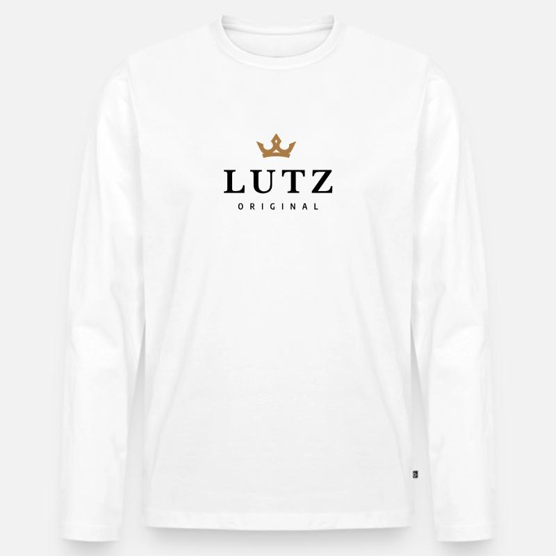 Lutz - Männer Premium Bio Langarmshirt - Weiß