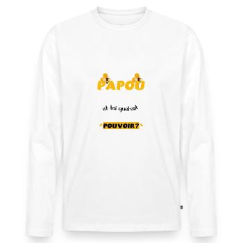 je suis papou t-shirt abeille miel apiculteur - T-shirt manches longues Premium bio Homme - blanc - Devant - Nico (187cm)