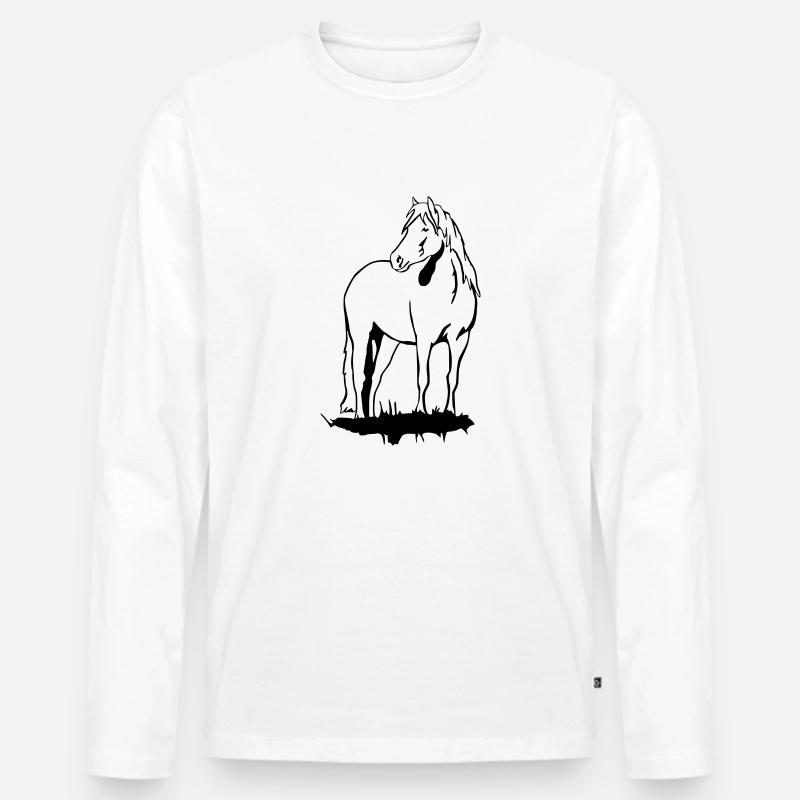 Haflinger Pony - Männer Premium Bio Langarmshirt - Weiß
