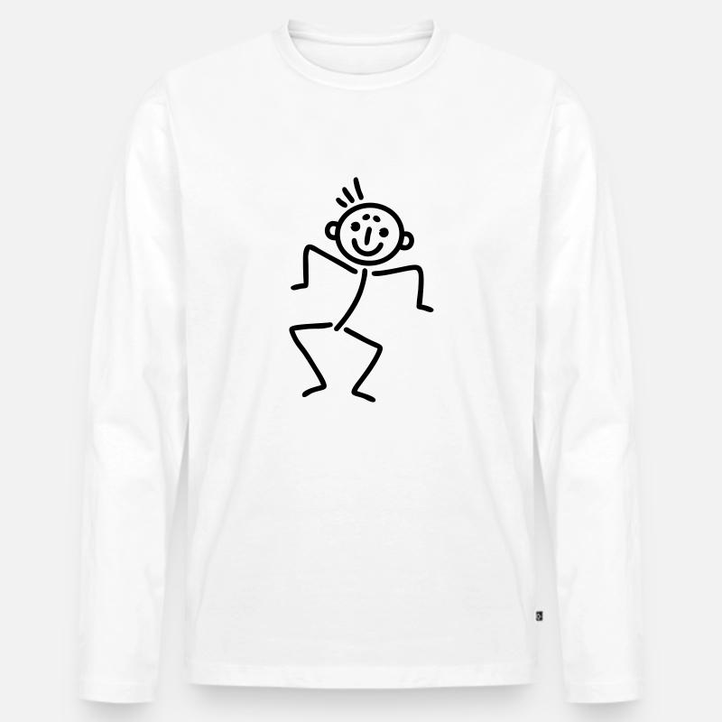 Strichmännchen lässig - Männer Premium Bio Langarmshirt - Weiß