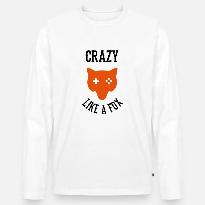 Crazy Like a FOX - Männer Premium Bio Langarmshirt - Weiß