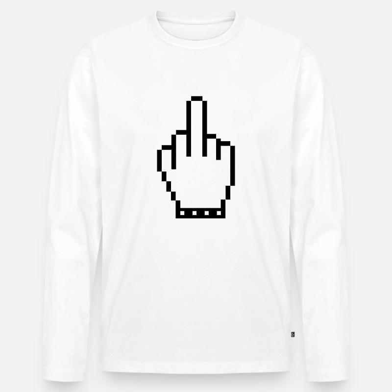 hand middle finger pixel - Männer Premium Bio Langarmshirt - Weiß