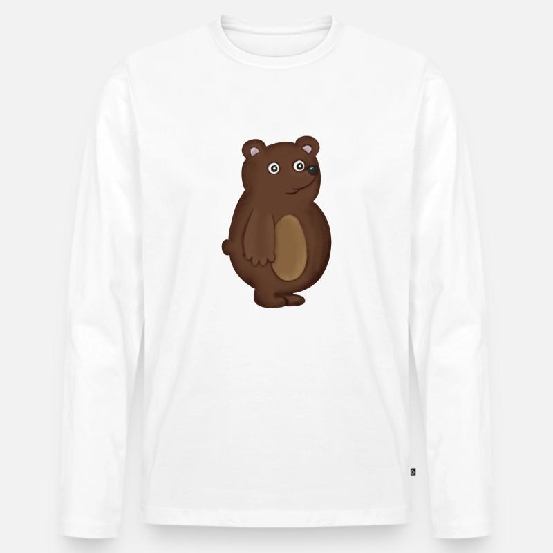 Bär - Männer Premium Bio Langarmshirt - Weiß