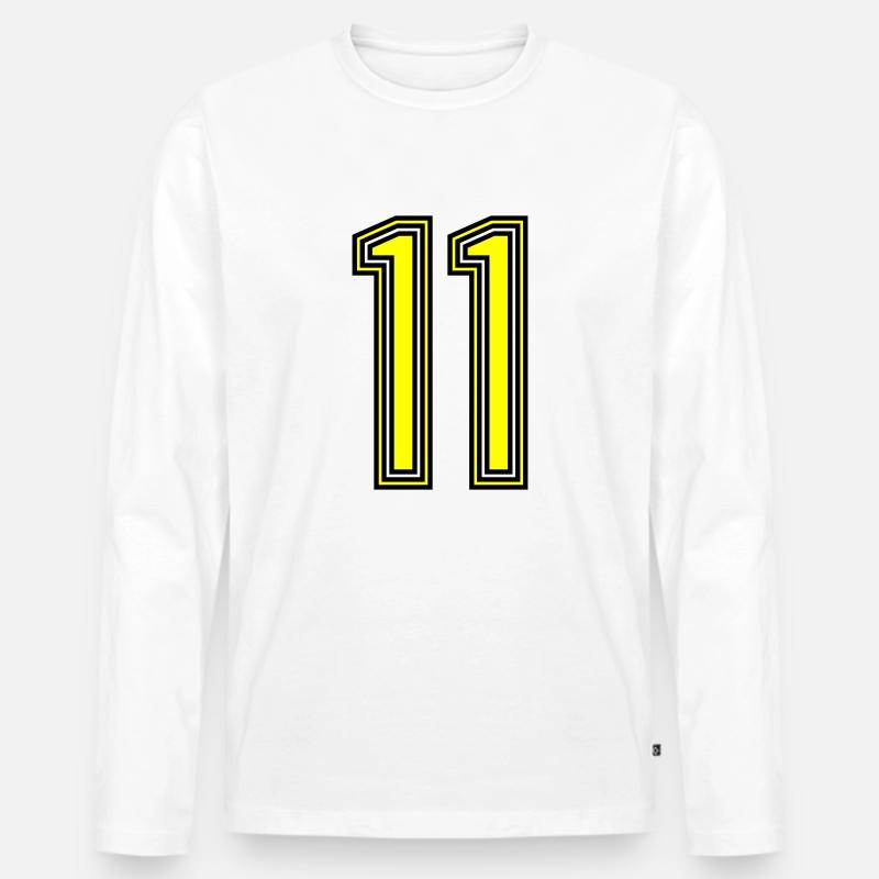 11 - Männer Premium Bio Langarmshirt - Weiß