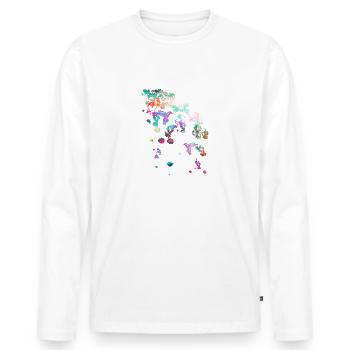 Cerisier en fleurs,fleurs,fleurs,fleurs,colibri - T-shirt manches longues Premium bio Homme - blanc - Devant - Nico (187cm)