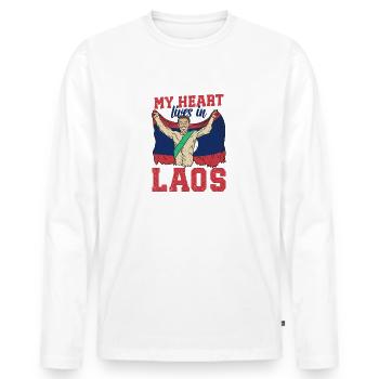 Laos Laote Stolz Junge Flagge I Geschenk - Männer Premium Bio Langarmshirt - Weiß - Vorne - Nico (187cm)