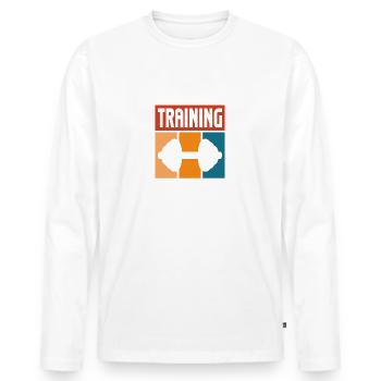 Training - Männer Premium Bio Langarmshirt - Weiß - Vorne - Nico (187cm)