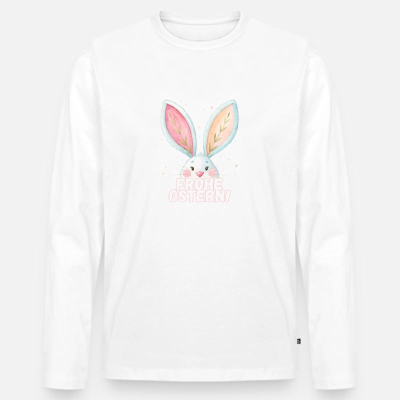 Happy Easter! Cute Easter Bunny - Men's Premium Organic Long Sleeve Shirt - white