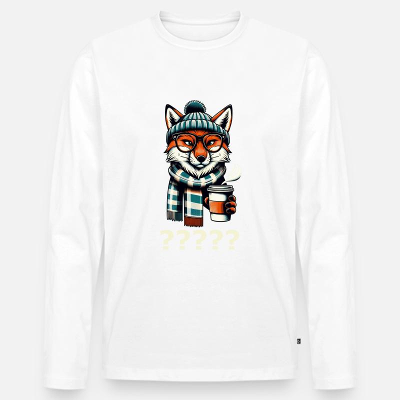 Fuchs Kaffee Fragezeichen - Männer Premium Bio Langarmshirt - undefined