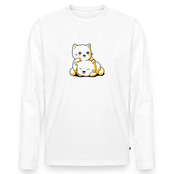 Cat Kittens kawaii - Men's Premium Organic Long Sleeve Shirt - white - Front - Nico (187cm)
