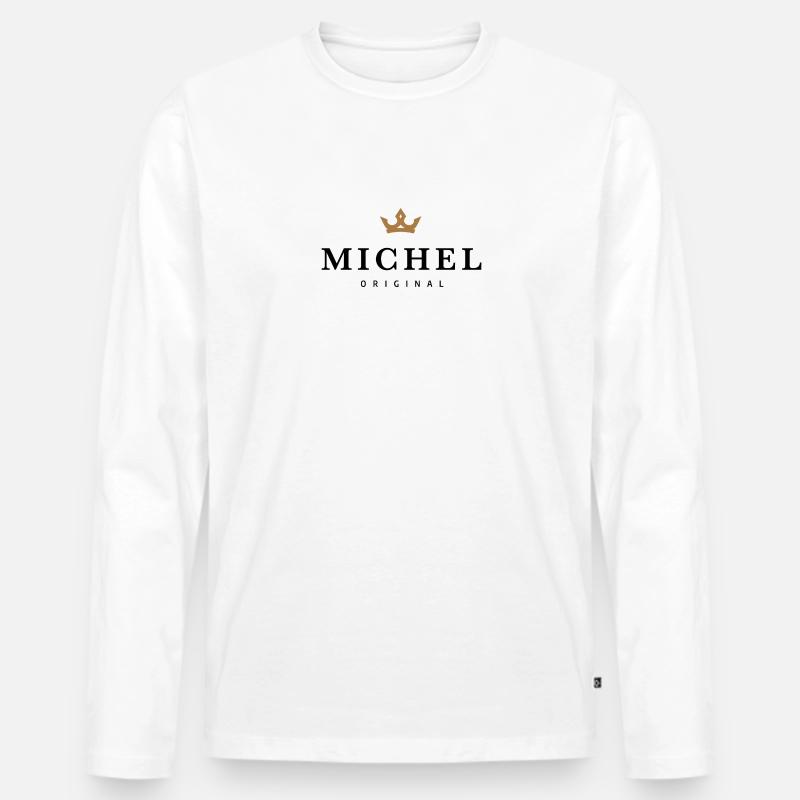 Michel - Männer Premium Bio Langarmshirt - Weiß