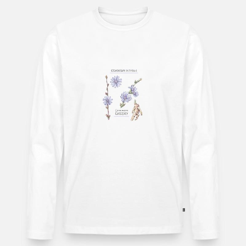 Chicorée-Reisender - Zeichnung - Männer Premium Bio Langarmshirt - Weiß