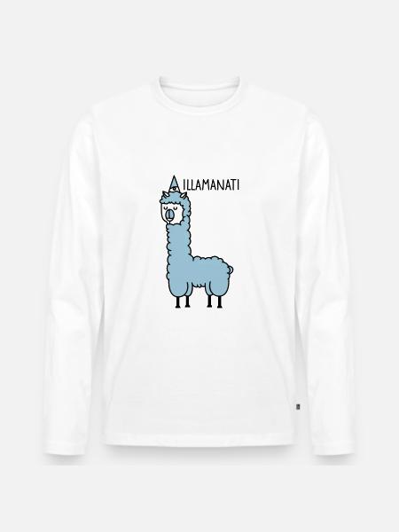 Lama - Illuminatii - Männer Premium Bio Langarmshirt - Weiß