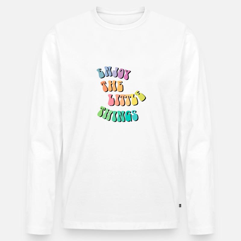 Enjoy little things - Geschenkidee - Geschenk - Männer Premium Bio Langarmshirt - Weiß
