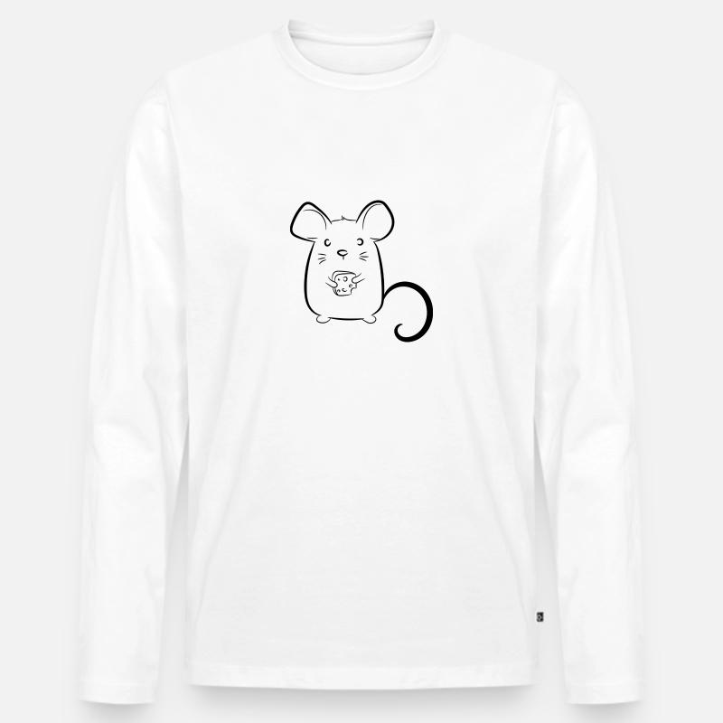 Maus mit Käse - Männer Premium Bio Langarmshirt - Weiß