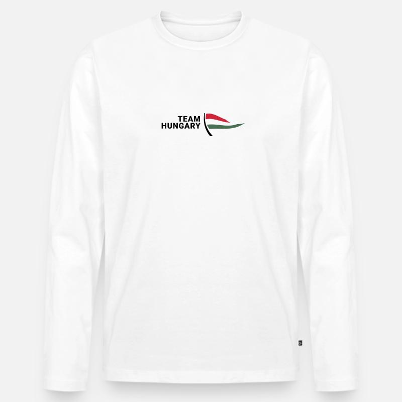 Team Hungary - Männer Premium Bio Langarmshirt - Weiß